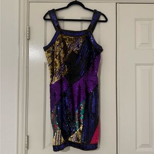 Vintage Sean Collection Multi Color Sequin Dress
